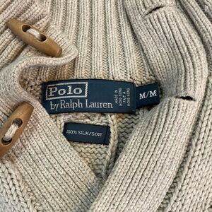 Polo by Ralph Lauren Beige Toggle-Knit Silk Sweater